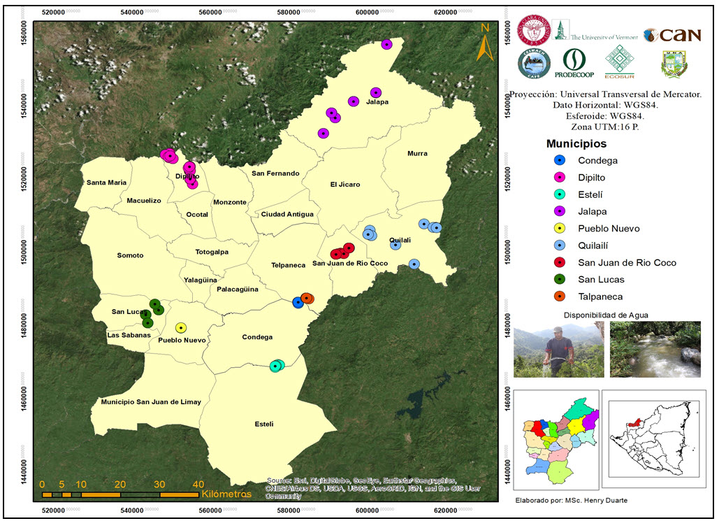 Ubicación de las unidades productiva en nueve
municipios de los departamentos
de Estelí, Madríz y Nueva
Segovia.