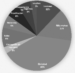 Delitos cometidos por
las prostitutas detenidas por la Policía Nacional