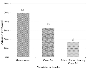 Variedades de semillas de plátano
utilizadas para la siembra